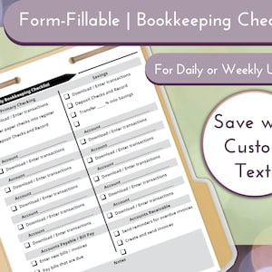 Form-Fillable Daily & Weekly Bookkeeping Checklist for Small Business and Nonprofits