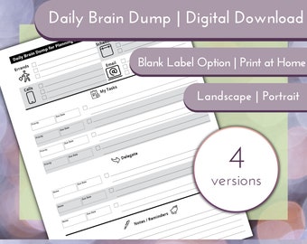 Brain Dump Carta imprimible de EE. UU. / Lista de tareas pendientes / Descarga digital / Organizador de pensamientos / Organizador de tareas