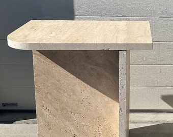 Travertine Side Table | Single Item (Curved Top)