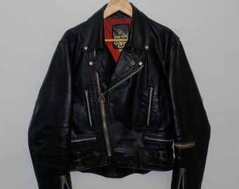 Punk Leather Biker Jacket Vintage 80s Campri Everest Motorcycle Jacket Made In Korea