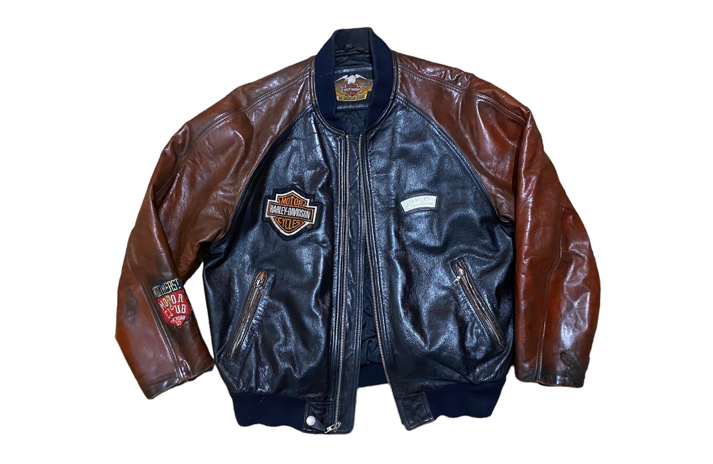 Vintage Kid's Harley Davidson Leather Biker Jacket With Original Patches  and Hand Painted Cali Art / California West Coast Kid / Size: XL 