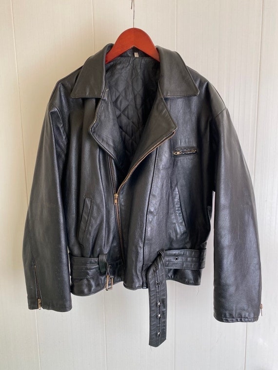 Men's vintage 1990s biker motorcycle jacket made in G… - Gem