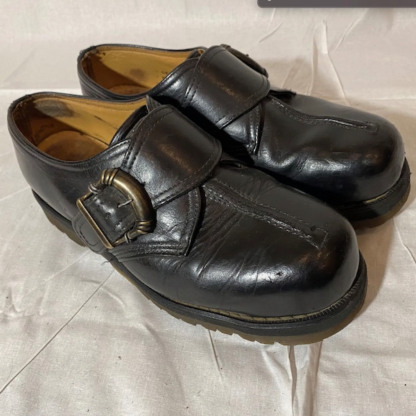 Vintage 90s Dr Martens Buckle Steel Toe. Size Uk 6. Made In England