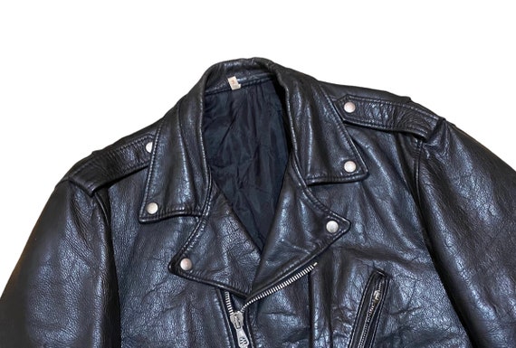 Vintage True Punk 70s Amazing Black Leather Biker… - image 4