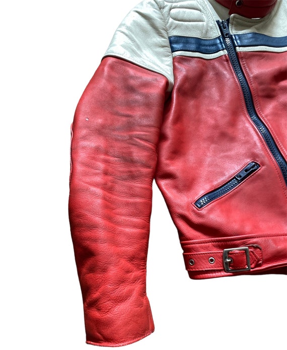 Vintage 80s Wolf Leathers Sports Cafe Racer Rider… - image 2