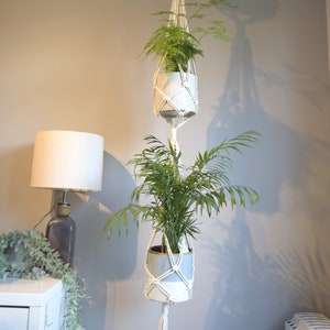 3 Level Plant Hanger Indoor, Large Hanging Planter, Tiered Wall Planter, Macrame Wall Hanging, Bead Flower Pot Holder