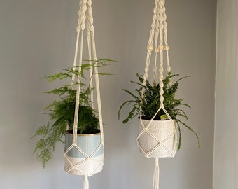 Macrame plafond plantenhanger binnen, hangende muur plantenbak, macrame muur hangen, plantenminnaar geschenken, eco-vriendelijke minimalistische stijl pannenlap