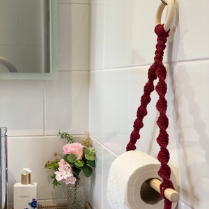 Porta rotolo di carta igienica bordeaux da parete, elegante porta rotolo di carta igienica color vino rosso da bagno, decorazioni insolite per il bagno, porta rotolo di carta igienica in cotone