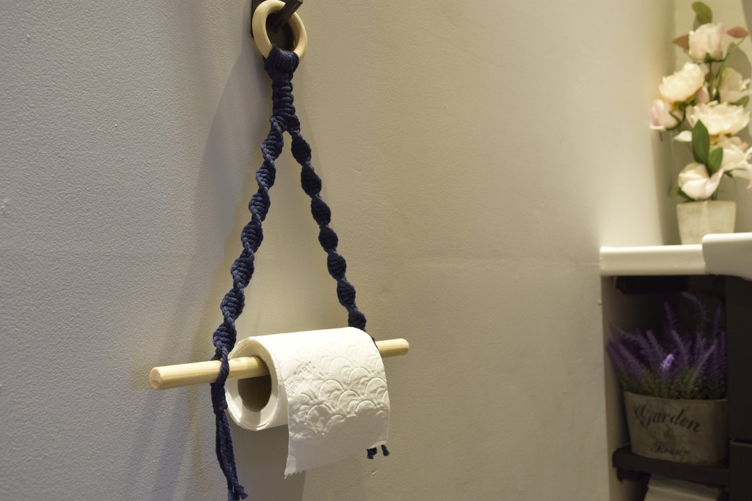 Decorative Indigo Blue Toilet Roll Holder Wall Mounted Navy Etsy