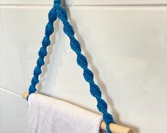 Makramee Papierhandtuchhalter Aus Baumwolle & Holz – Wandmontiert, Ohne Bohren, Platzsparend Für Küche & Bad (blau)