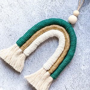 Pastel Mini Rainbow Macrame Wall Hanging, Small Rainbow Car Diffuser, Car Accessories, Boho Nursery Baby Girl Decor, New Baby Shower Gift