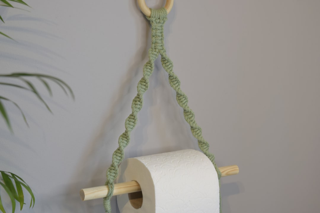 Sage Green Toilet Roll Holder Wall Mounted Boho Bathroom Etsy