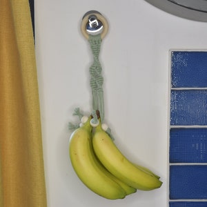 Macrame Banana Holder, Sage Green Eco Friendly Sustainable Fruit Hanger, Kitchen Wood Food Organisation, Kitchen Accessories Gifts for Women