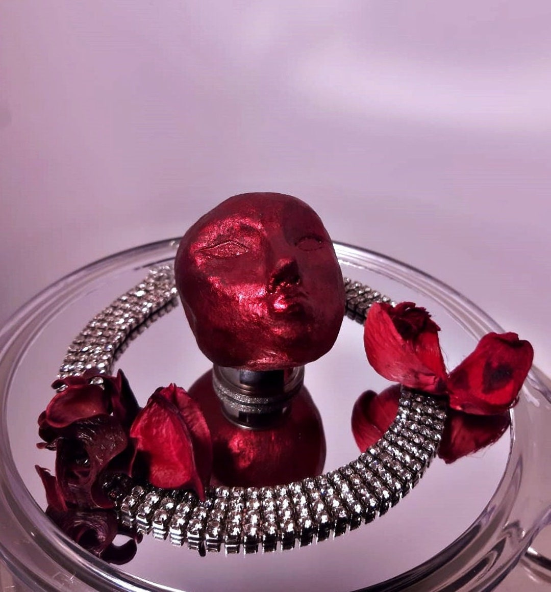 Red Pink Shiny Clay Head Sculpture Table Desk Room Decor Etsy