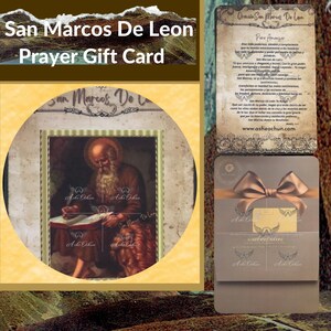 Carte cadeau de prière San Marcos De Leon avec belle enveloppe dorée