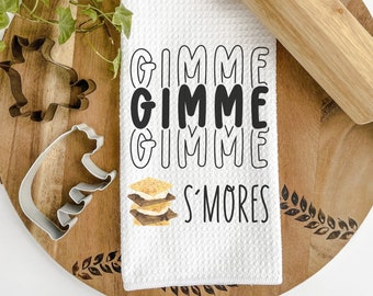 RV Kitchen Towel White Waffle Weave with Funny Smores Saying | RV Accessories | Inside Camper Decor for RV Owner