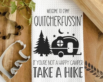 Camper Kitchen Towel, Camper Themed Kitchen Towel with Funny Saying "Take a Hike" | RV Camper Towels | RV Accessories for Kitchen
