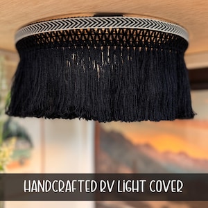 RV Light Cover, Black Chevron Handmade Camper Light Cover |  RV Light Covers | Inside Accessories for Camper Van
