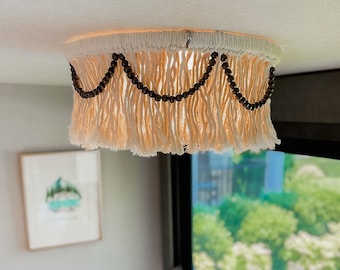 Natural Beige Macrame RV Light Cover, Camper Decor for Inside