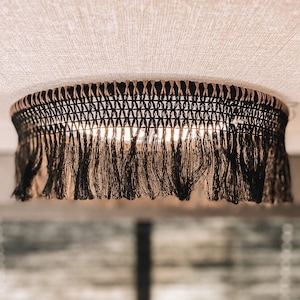 Jolene Style Black Macrame Trim RV Light Cover - RV Accessories for Inside, Camper Decor, and Interior Lighting