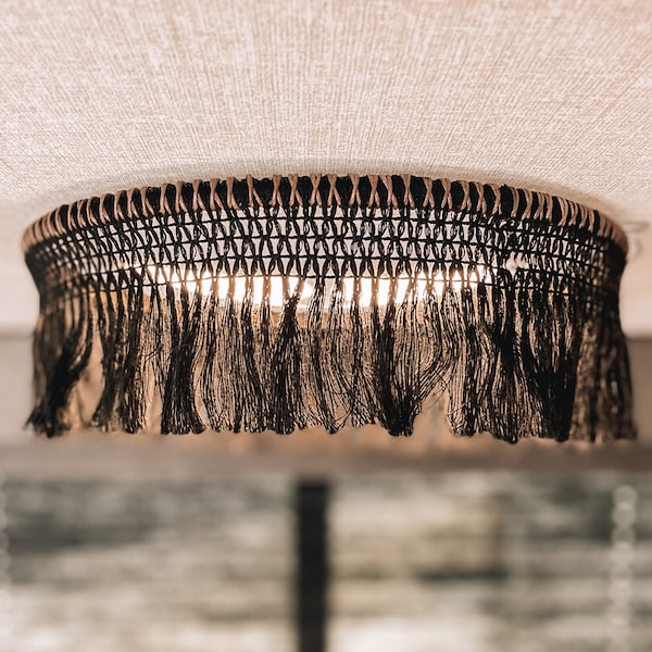 Jolene Style Black Macrame Trim RV Light Cover - RV Accessories for Inside, Camper Decor, and Interior Lighting