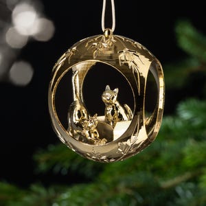 Christmas tree ball Christmas tree cat gold gloss ball handmade 6.5 cm Christmas 3D print