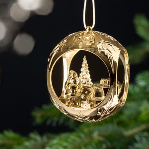 Christmas tree ball Christmas tree Santa Claus gold gloss ball handmade 6.5 cm Christmas 3D print