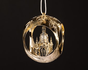 Christbaumkugel Weihnachtsbaum Dresden Gold Kugel Handarbeit 6,5cm Weihnachten 3D Druck