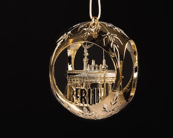 Kerstboombal Kerstboom Berlijn gouden bal handgemaakt 6,5 cm Kerst 3D print