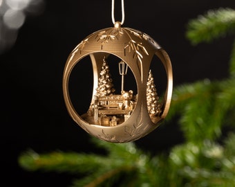 Christbaumkugel Weihnachtsbaum Teddy Gold Kugel Handarbeit 6,5cm Weihnachten 3D Druck K3