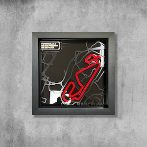Lijst met kaart van het circuit van Barcelona I muurkunst