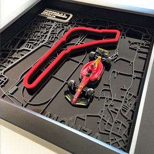 Monza-circuitkaart en F1-auto, frame