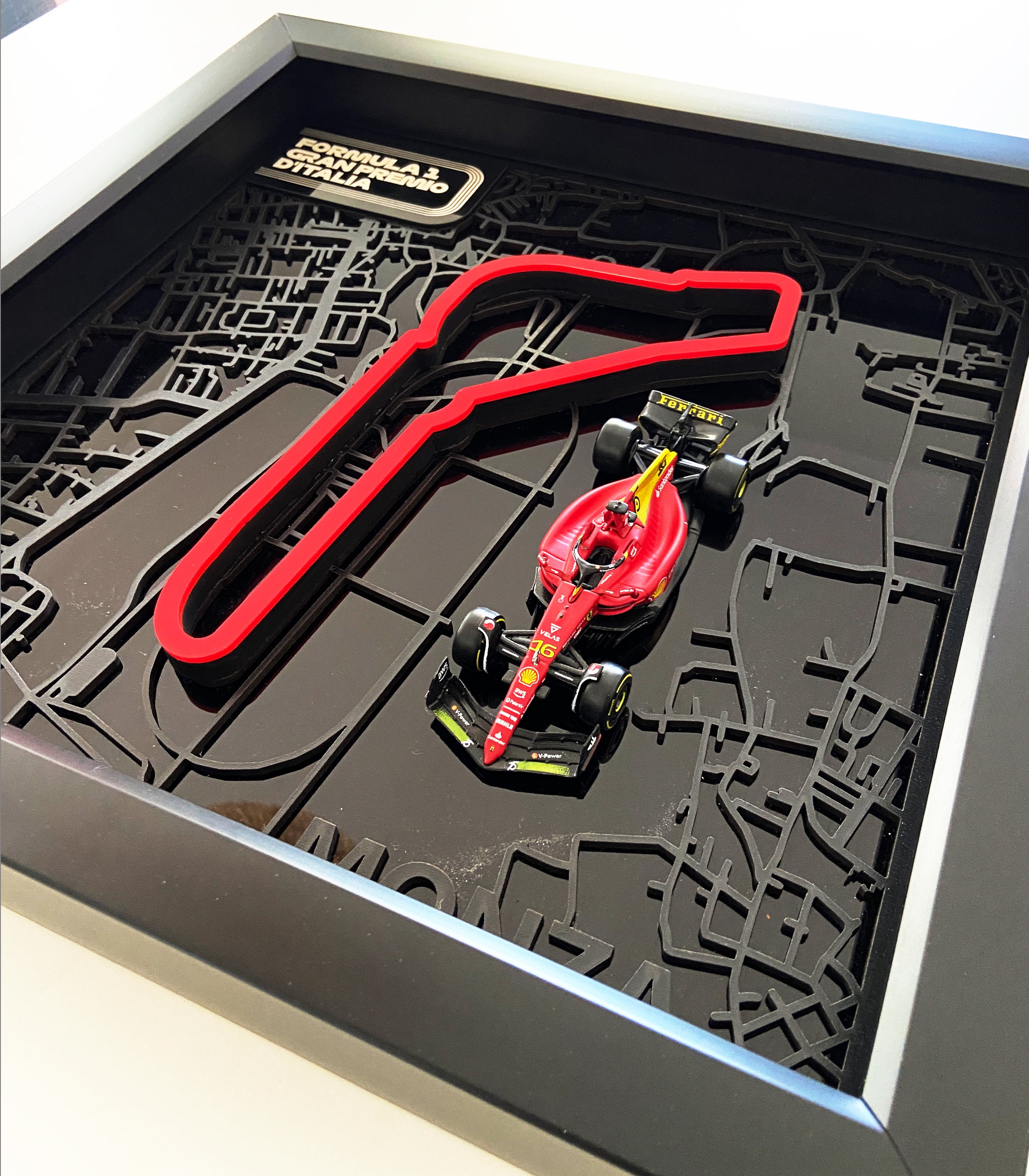 Monza Circuit Map and Ferrari F1-75 3D Frame - Etsy
