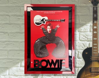 Handmade David Bowie Guitar Art: Framed Plexiglass Print