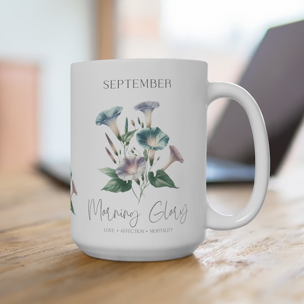 Birthday Month Flower White Ceramic 15oz Coffee Mug, Mother's Day Gifts for Mom, Auntie, Grandmas, Sisters, Gardener Etsy Gift Guide
