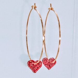 Earrings creoles charms HEART, unique creation, original, looked, pretty, light, customizable
