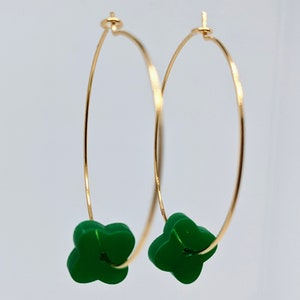 Earrings CREOLES CHARMS TREFLE, unique creation, original, looked, pretty, light, customizable