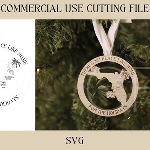 Florida staat kerst ornamenten SVG | Souvenir cadeau-SVG | Digitale download | Lasergereed bestand | Houten acrylornament