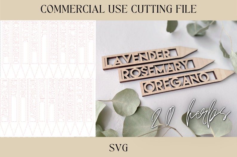 Garden Markers SVG Cutout Herb Markers SVG, PNG Digital Download