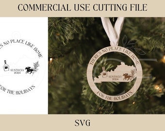 Kentucky State Christmas Ornaments SVG | Souvenir Gift SVG | Digital Download | Laser Ready File | Wood Acrylic Ornament
