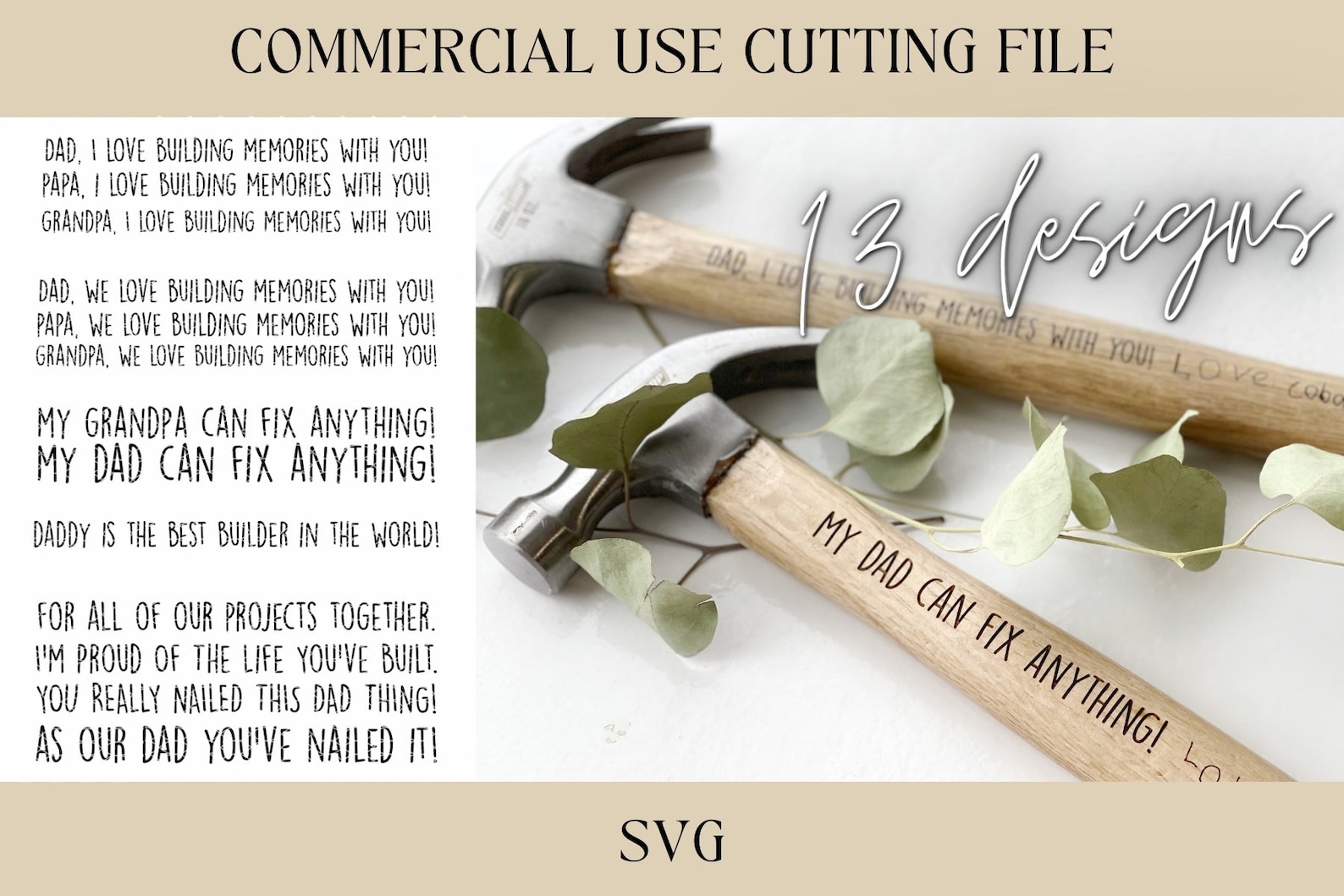 Hammer Phrase Designs SVG Father's Day SVG Digital Download Printable