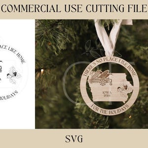 Iowa State Christmas Ornaments SVG | Souvenir Gift SVG | Digital Download | Laser Ready File | Wood Acrylic Ornament