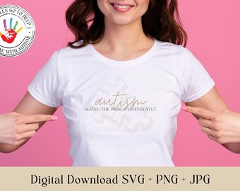 Autismo viendo el mundo de manera diferente / Autismo JPG, PNG / Descarga digital / Imprimible / Archivo de camisa / Concienciación sobre el autismo