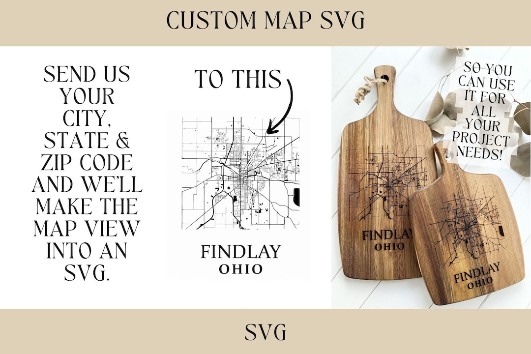 City Map Overview Service, SVG, Glowforge File, Laser File, Laser Ready ...