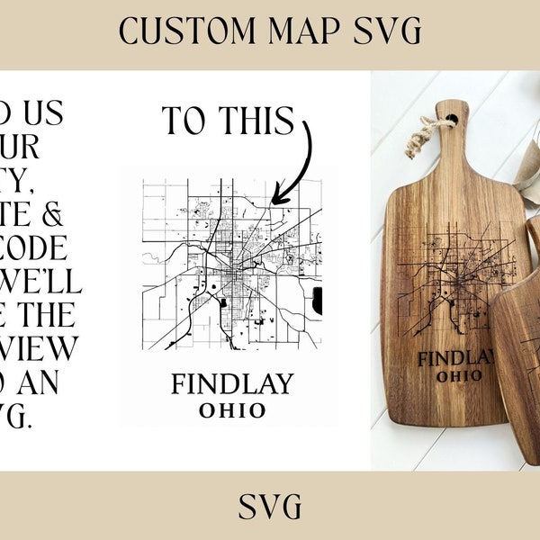 City Map Overview Service, SVG, Glowforge File, Laser File, Laser Ready File, Engraving File