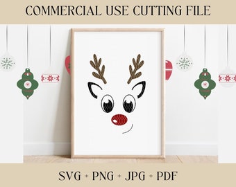 Christmas Reindeer SVG | Christmas SVG, PNG | Holiday Sign Cut File | Digital Download | Printable, Cricut & Silhouette | Cut File