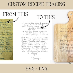 Recept overtrekken, PNG, SVG, handschrifttraceerservice, Glowforge-bestand, laserbestand, laserklaar bestand, gravurebestand, Cricut
