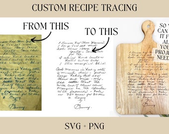 Recipe Tracing, PNG, SVG, Handwriting Tracing Service, Glowforge File, Laser File, Laser Ready File, Engraving File, Cricut