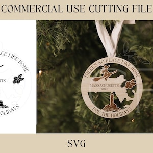 Massachusetts State Christmas Ornaments SVG | Souvenir Gift SVG | Digital Download | Laser Ready File | Wood Acrylic Ornament