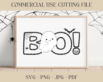 Boo! mit Geist SVG | Halloween SVG, PNG | Herbst Zeichen geschnitten Datei | Digitaler Download | Printable, Cricut & Silhouette